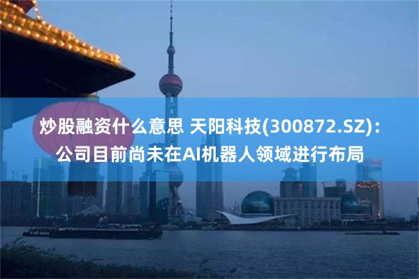 炒股融资什么意思 天阳科技(300872.SZ)：公司目前尚未在AI机器人领域进行布局